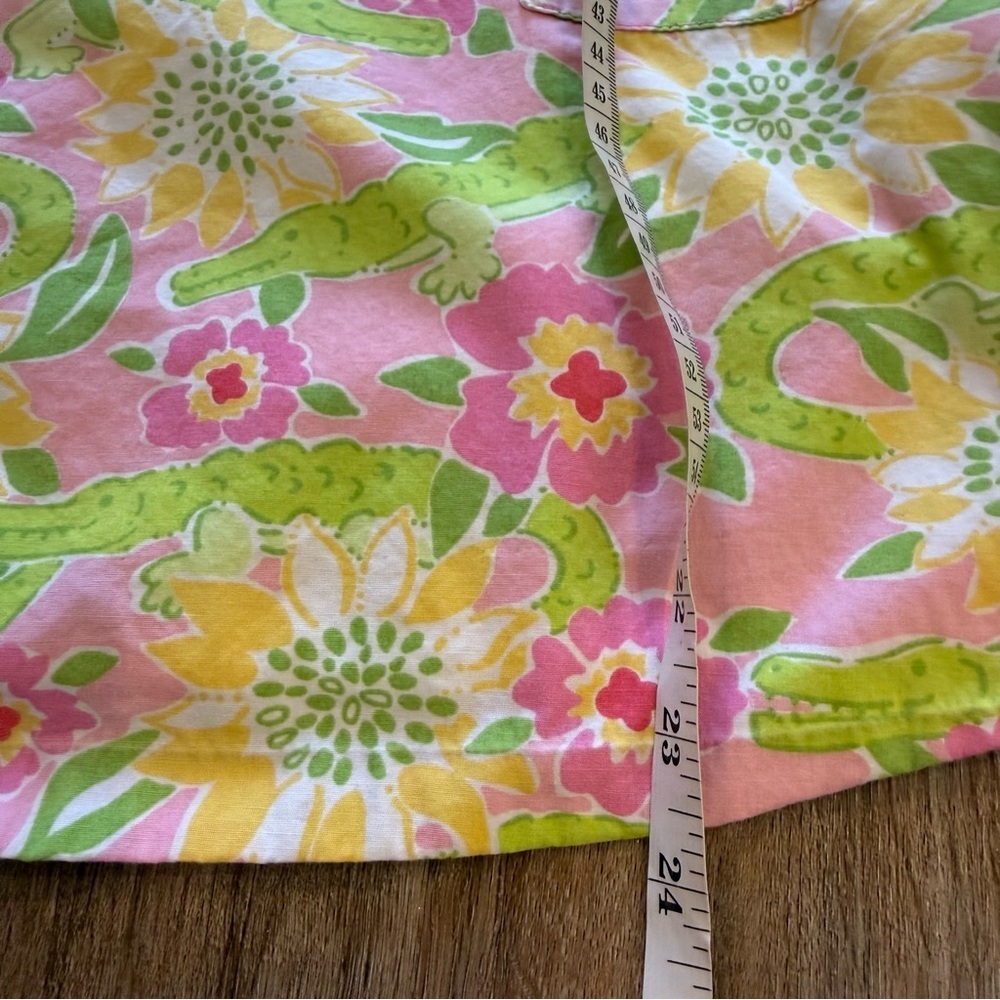 VTG Lilly Pulitzer Shift Dress Girls Size 6 Pink Green Floral Alligators Preppy - Picture 7 of 8